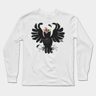 Funny crazy crow raven cartoon illustration Long Sleeve T-Shirt